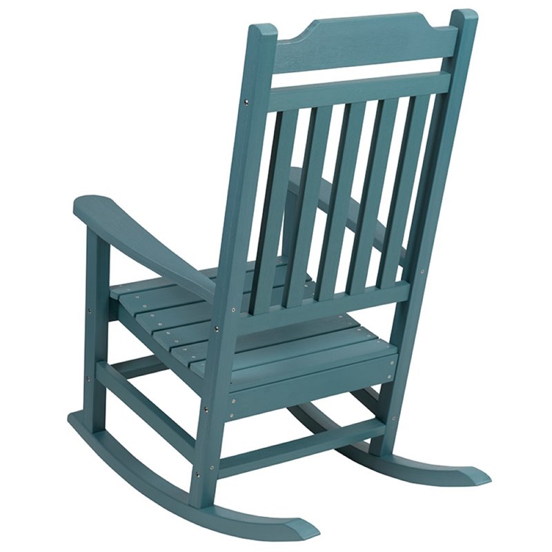 Pemberly Row Contemporary All-Weather Poly Resin Rocking Chair in Teal