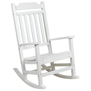 Pemberly Row Contemporary All-Weather Poly Resin Rocking Chair in White