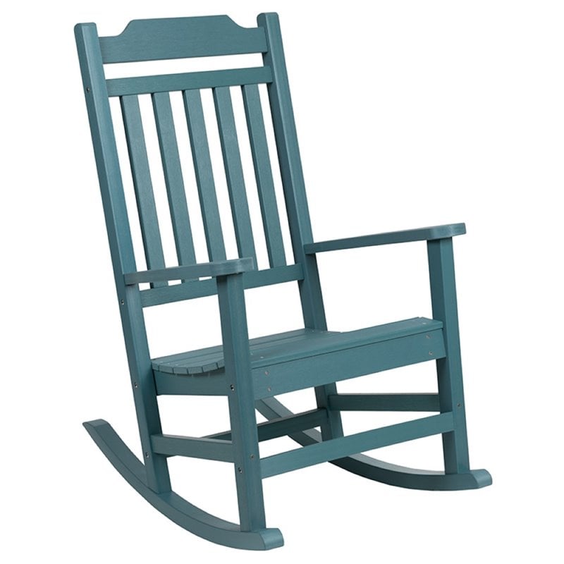 Pemberly Row All-Weather Patio Rocking Chair in Teal (Set of 2)