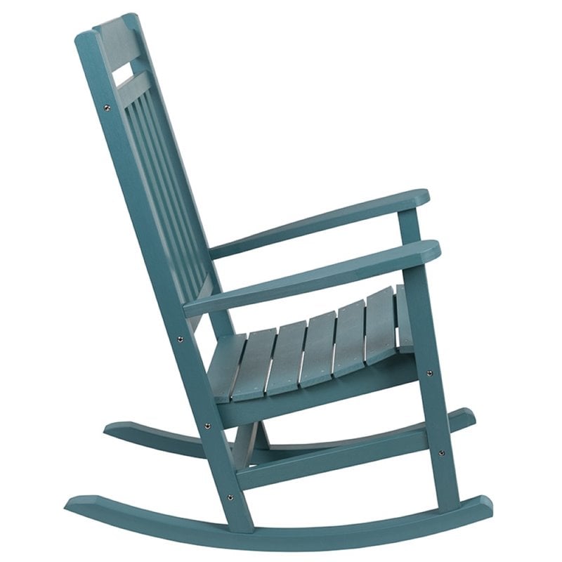 Pemberly Row All-Weather Patio Rocking Chair in Teal (Set of 2)