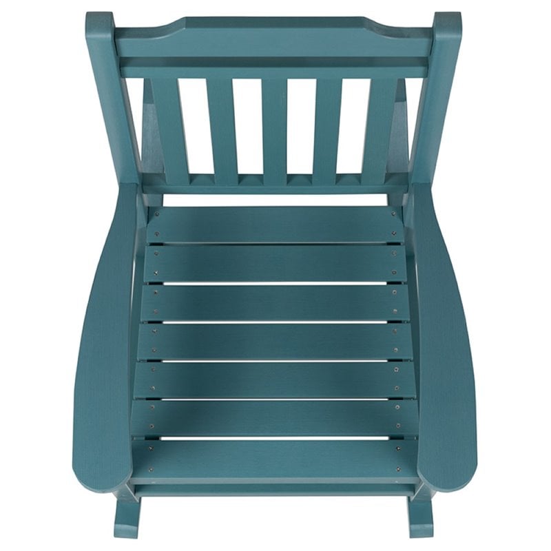 Pemberly Row All-Weather Patio Rocking Chair in Teal (Set of 2)