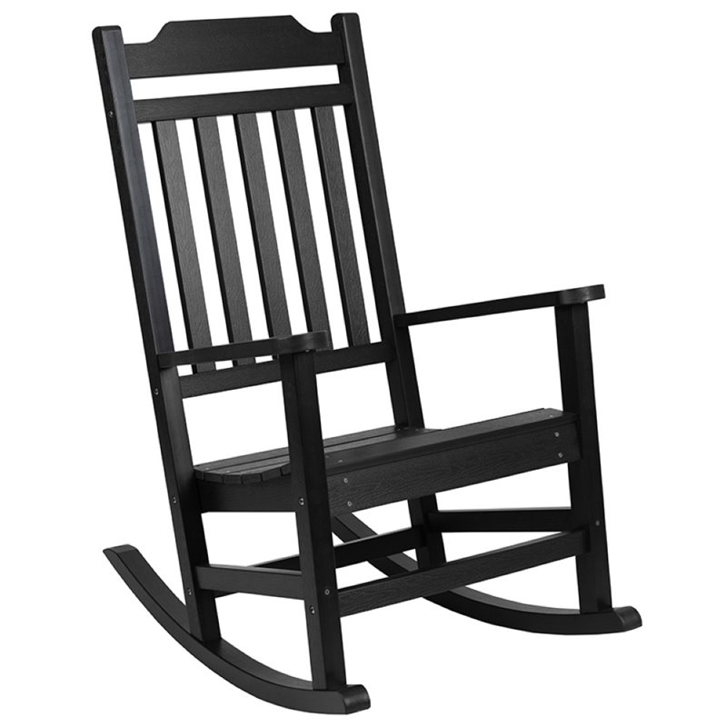 Pemberly Row All-Weather Patio Rocking Chair in Black (Set of 2)