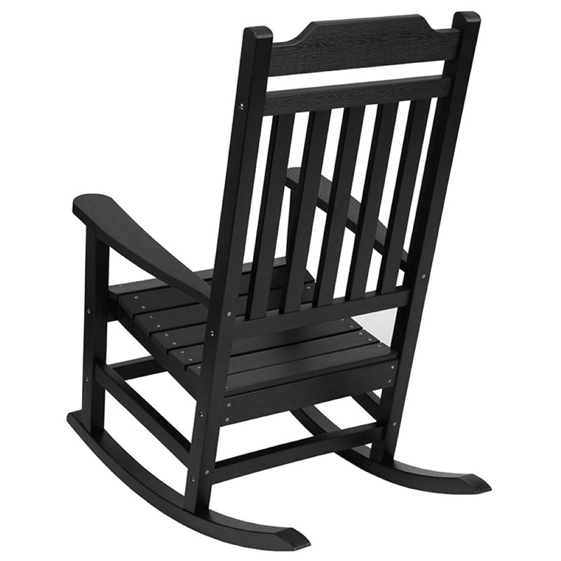 Pemberly Row All-Weather Patio Rocking Chair in Black (Set of 2)