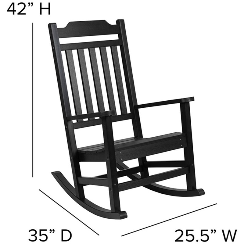 Pemberly Row All-Weather Patio Rocking Chair in Black (Set of 2)