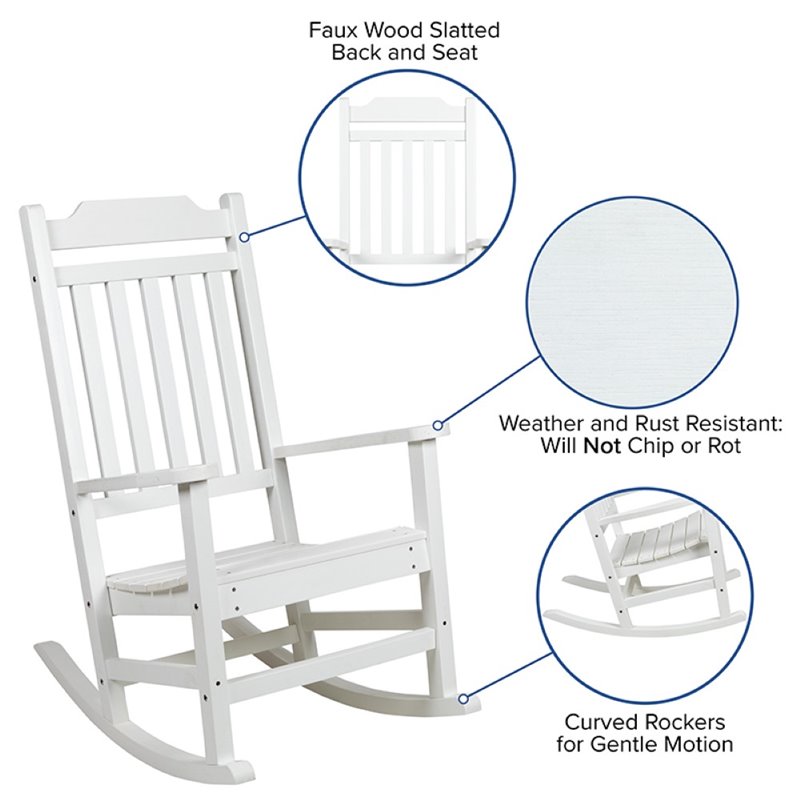 Pemberly Row All-Weather Patio Rocking Chair in White (Set of 2)