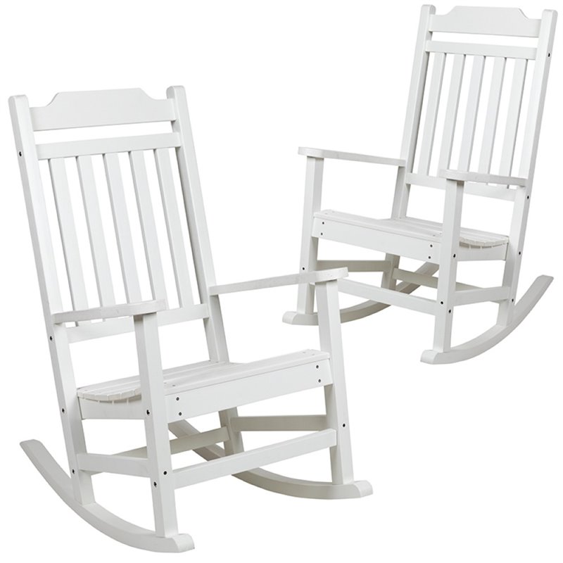 Pemberly Row All-Weather Patio Rocking Chair in White (Set of 2)