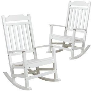 Pemberly Row All-Weather Patio Rocking Chair in White (Set of 2)