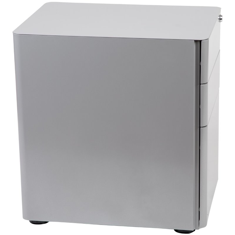 Pemberly Row 3 Drawer Smooth Modern Mobile File Cabinet in Gray