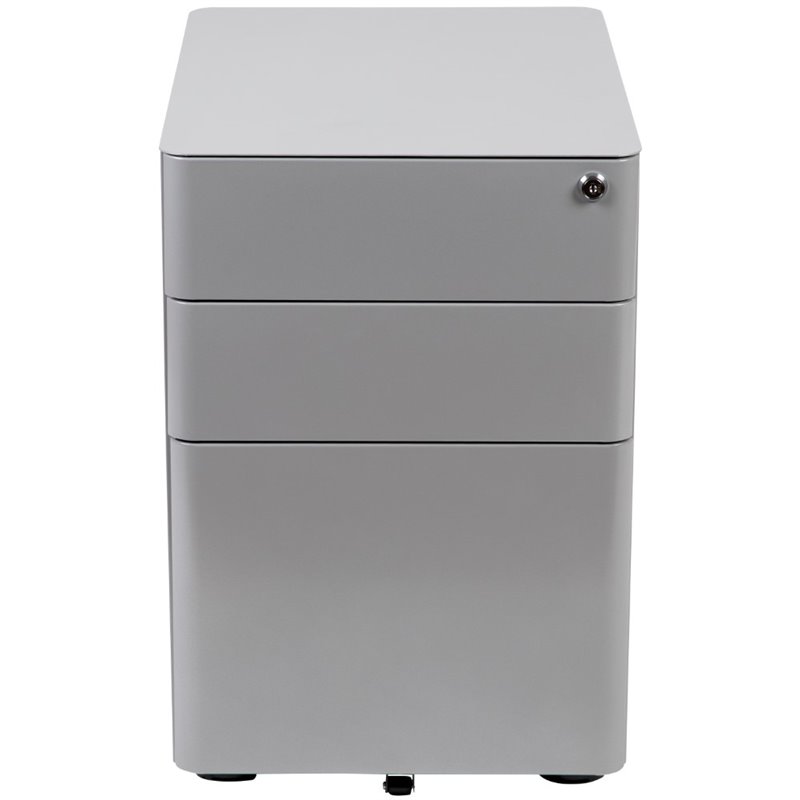 Pemberly Row 3 Drawer Smooth Modern Mobile File Cabinet in Gray