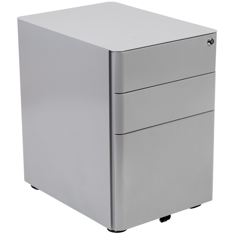 Pemberly Row 3 Drawer Smooth Modern Mobile File Cabinet in Gray
