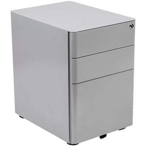 Pemberly Row 3 Drawer Smooth Modern Mobile File Cabinet in Gray