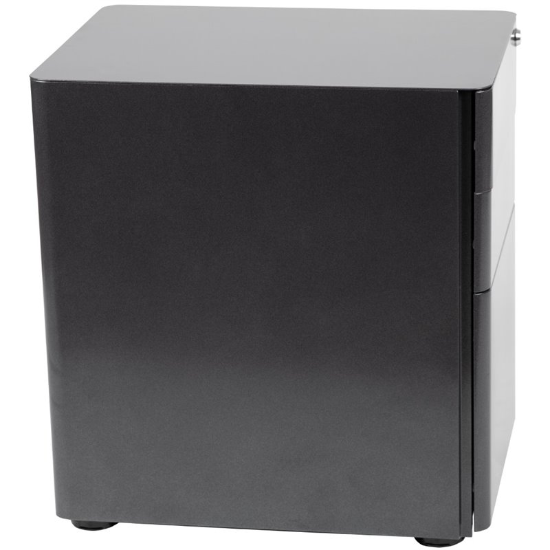 Pemberly Row 3 Drawer Smooth Modern Mobile File Cabinet in Black