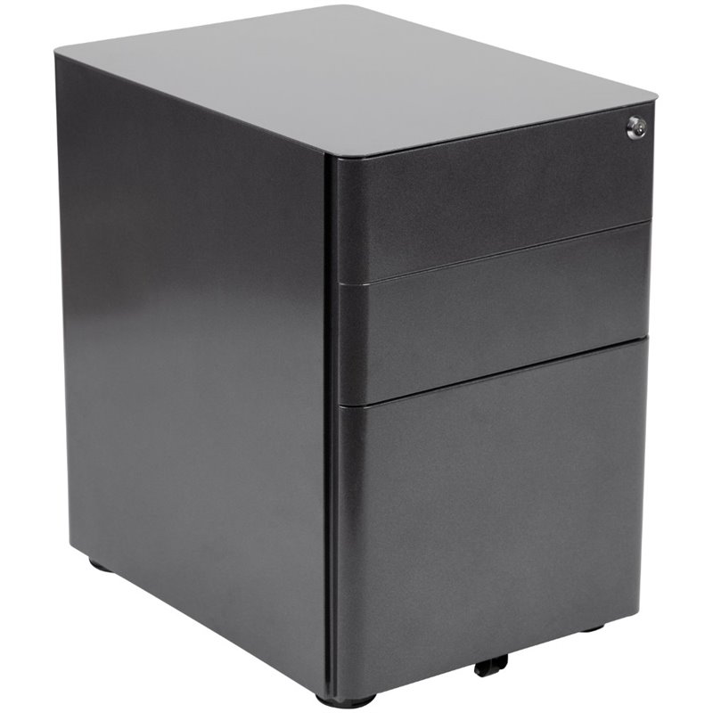 Pemberly Row 3 Drawer Smooth Modern Mobile File Cabinet in Black