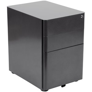 Pemberly Row 3 Drawer Smooth Modern Mobile File Cabinet in Black