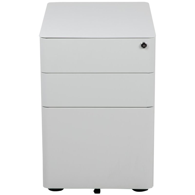 Pemberly Row 3 Drawer Smooth Modern Mobile File Cabinet in White