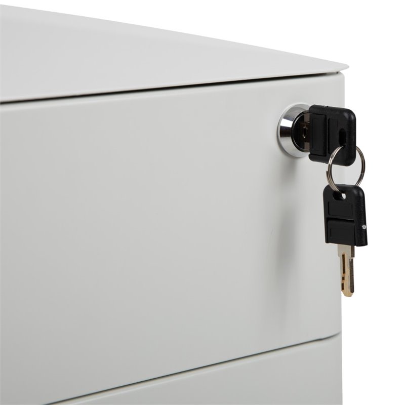 Pemberly Row 3 Drawer Smooth Modern Mobile File Cabinet in White