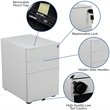 Pemberly Row 3 Drawer Smooth Modern Mobile File Cabinet in White