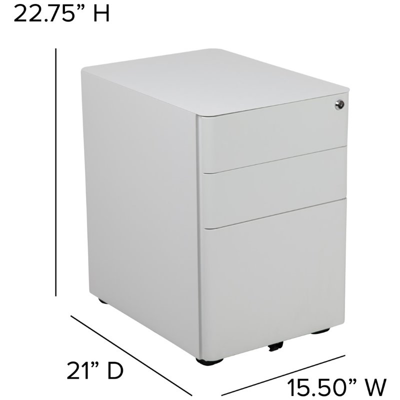 Pemberly Row 3 Drawer Smooth Modern Mobile File Cabinet in White