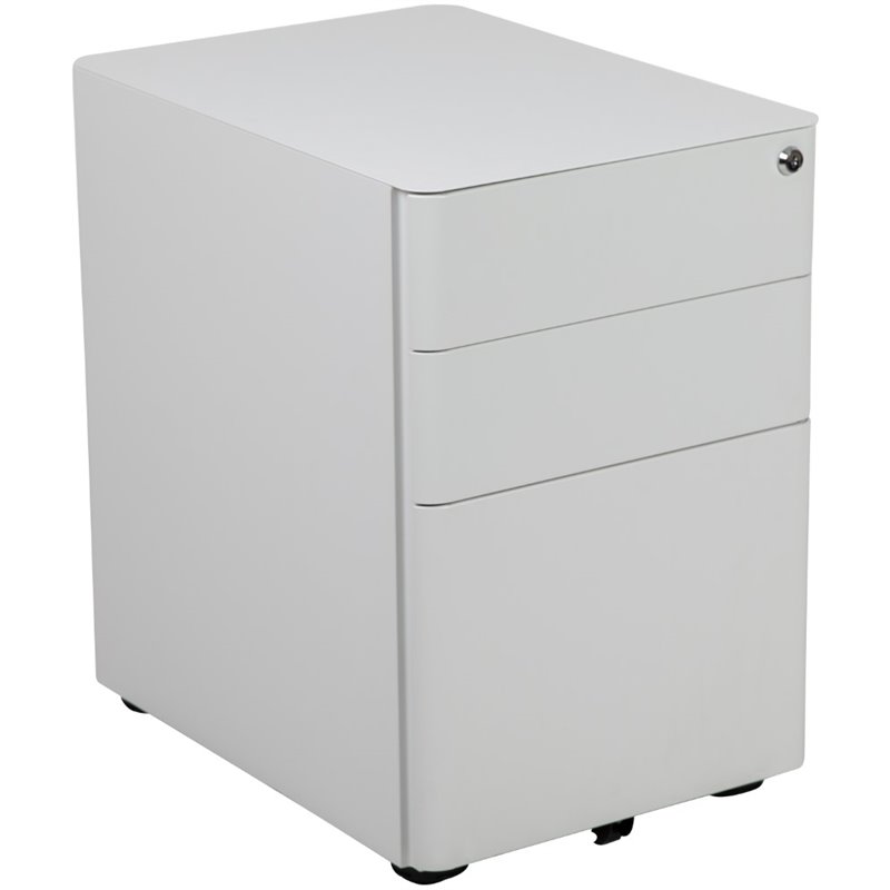 Pemberly Row 3 Drawer Smooth Modern Mobile File Cabinet in White