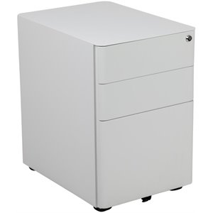 Pemberly Row 3 Drawer Smooth Modern Mobile File Cabinet in White