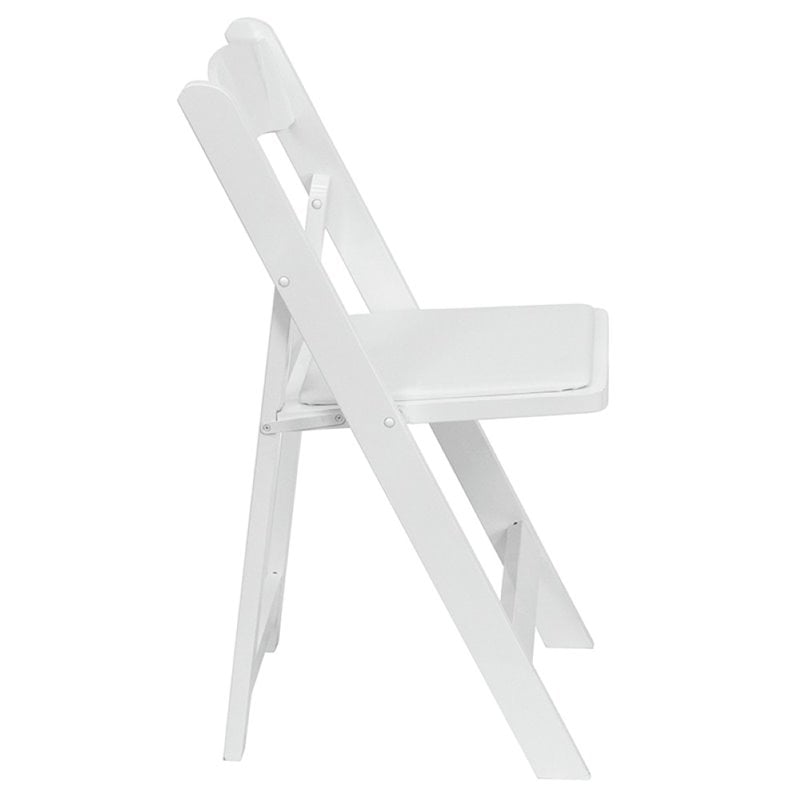 Pemberly Row Wooden Vinyl Seat Folding Chair in White (Set of 2)