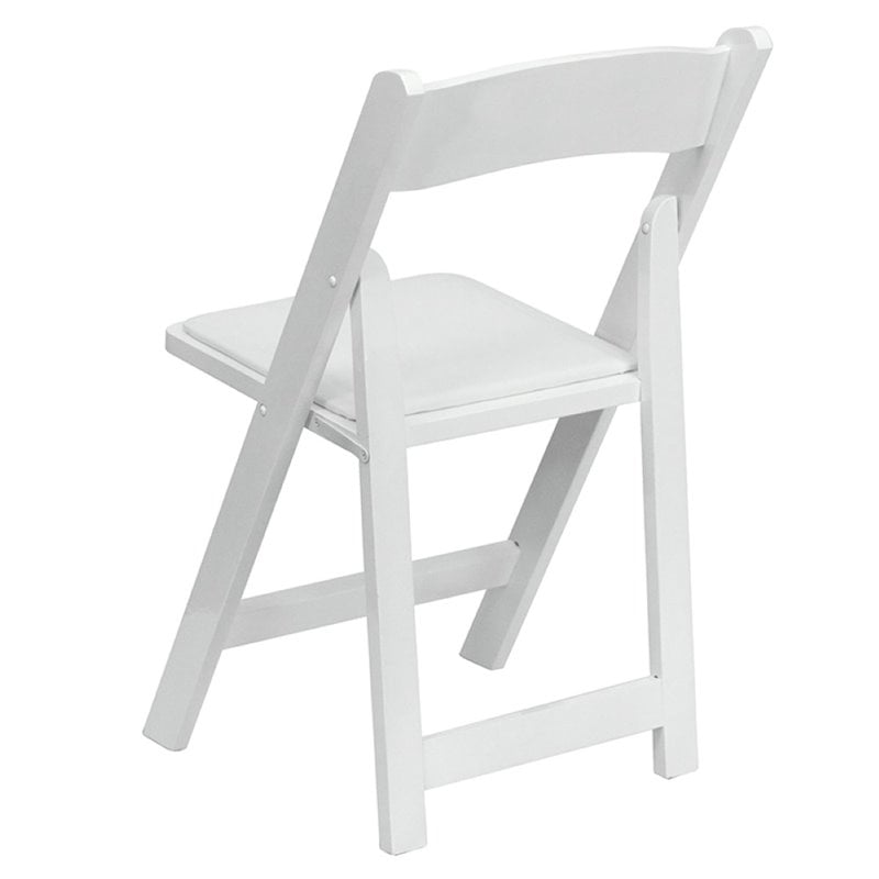 Pemberly Row Wooden Vinyl Seat Folding Chair in White (Set of 2)