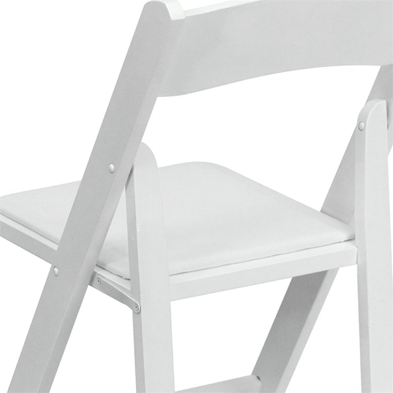 Pemberly Row Wooden Vinyl Seat Folding Chair in White (Set of 2)