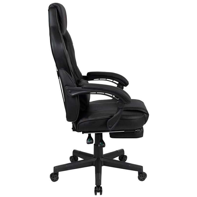 Pemberly Row LeatherSoft Gaming Chair with Recline Back/Arms in Black