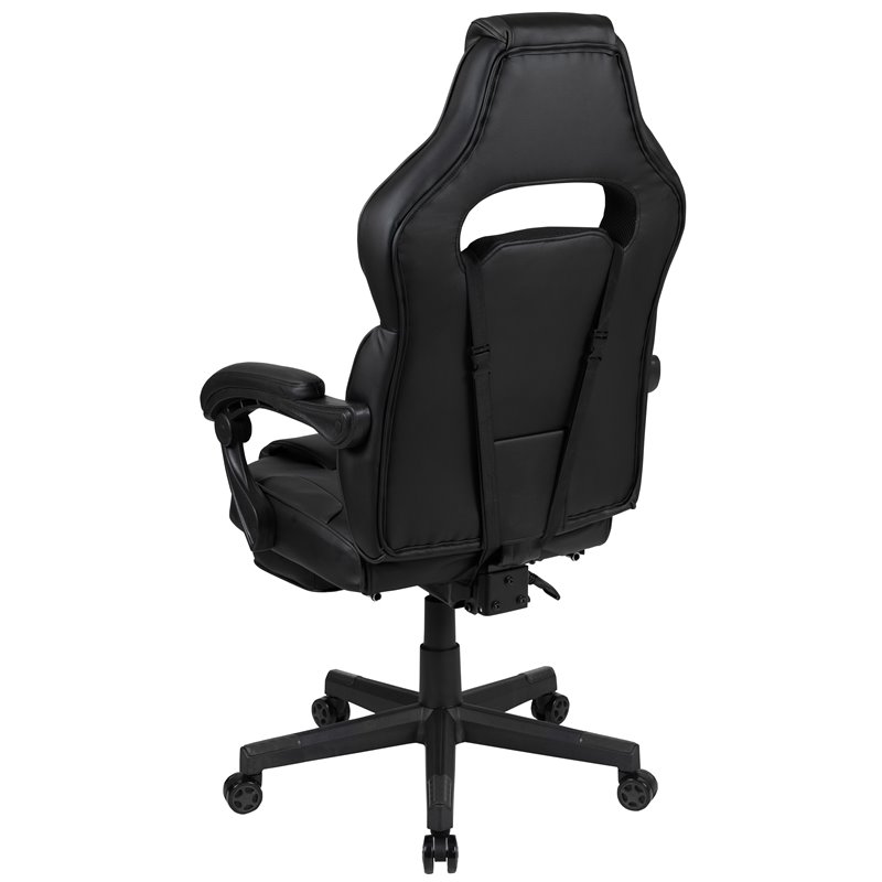 Pemberly Row LeatherSoft Gaming Chair with Recline Back/Arms in Black
