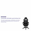 Pemberly Row LeatherSoft Gaming Chair with Recline Back/Arms in Black