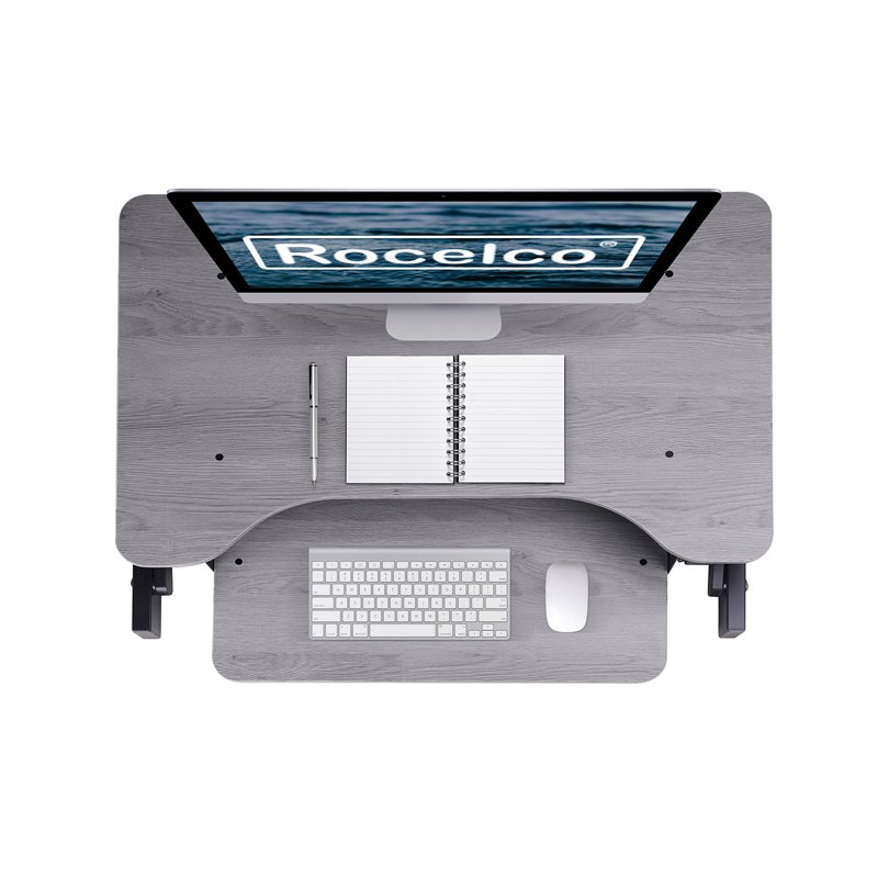 Pemberly Row Adjustable Standing Desk Converter and Anti Fatigue Mat Bundle Gray