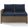 Pemberly Row Fabric Left Arm Patio Loveseat in Brown and Navy