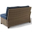 Pemberly Row Fabric Left Arm Patio Loveseat in Brown and Navy