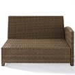 Pemberly Row Fabric Right Arm Patio Loveseat in Brown and Navy