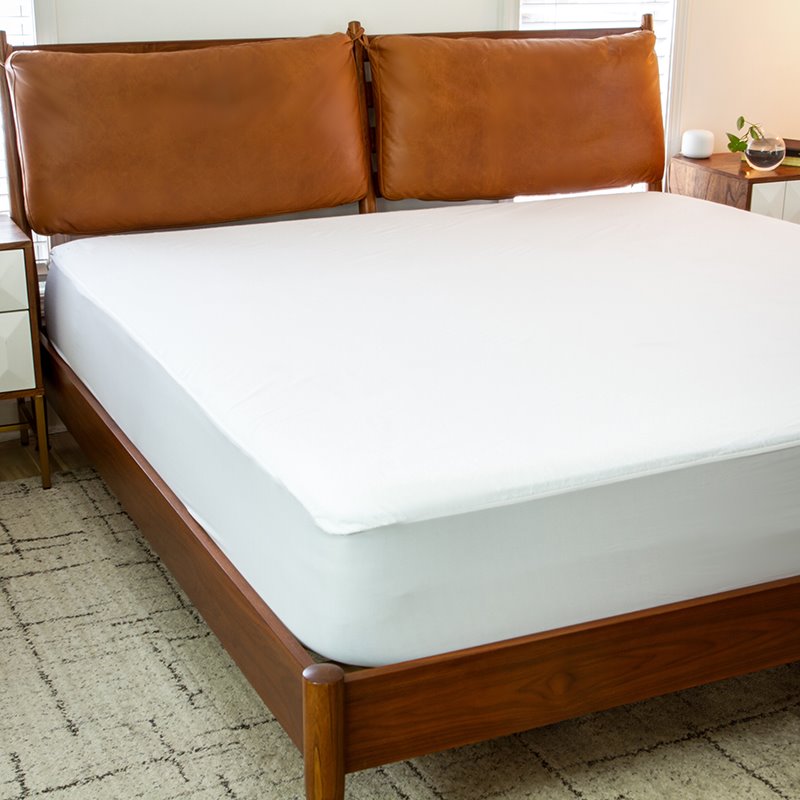 Pemberly Row Waterproof Cotton King Size Mattress Protector in White