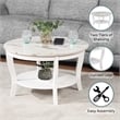 Pemberly Row Set of 2 Chairside End Table and Coffee Table in White Wood