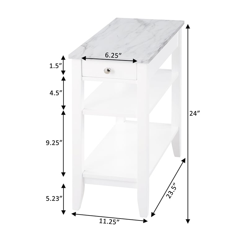 Pemberly Row Set of 2 Chairside End Table and Coffee Table in White Wood