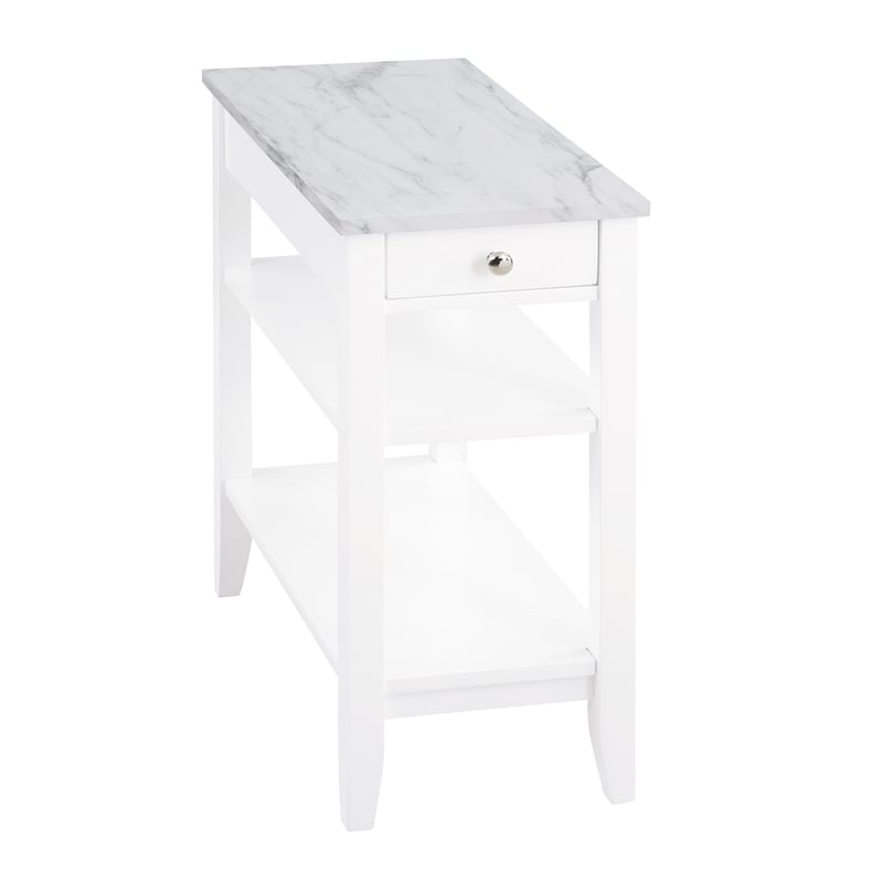 Pemberly Row Set of 2 Chairside End Table and Coffee Table in White Wood