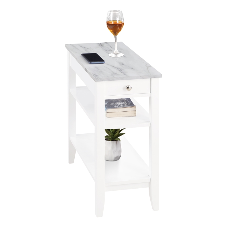 Pemberly Row Set of 3 - 2 Chairside End Tables and Coffee Table in White Wood