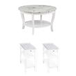Pemberly Row Set of 3 - 2 Chairside End Tables and Coffee Table in White Wood