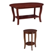 Pemberly Row Set of 2 End Table and Coffee Table in Mahogany Wood