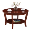 Pemberly Row Set of 2 Round End Table and Coffee Table in Mahogany Wood