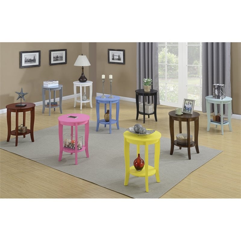 Pemberly Row Set of 2 Round End Table and Coffee Table in Mahogany Wood