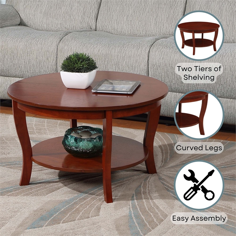 Pemberly Row Set of 3 - 2 Round End Tables and Coffee Table in Mahogany Wood