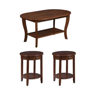 Pemberly Row Set of 3 - 2 End Tables and Coffee Table in Espresso Wood