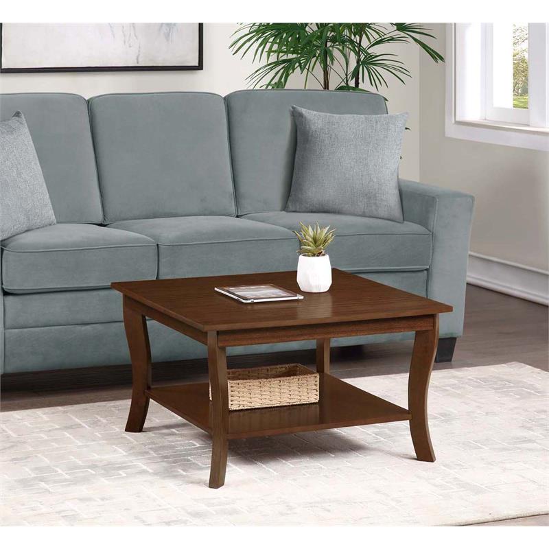 Pemberly Row Set of 2 Square End Table and Coffee Table in Espresso Wood