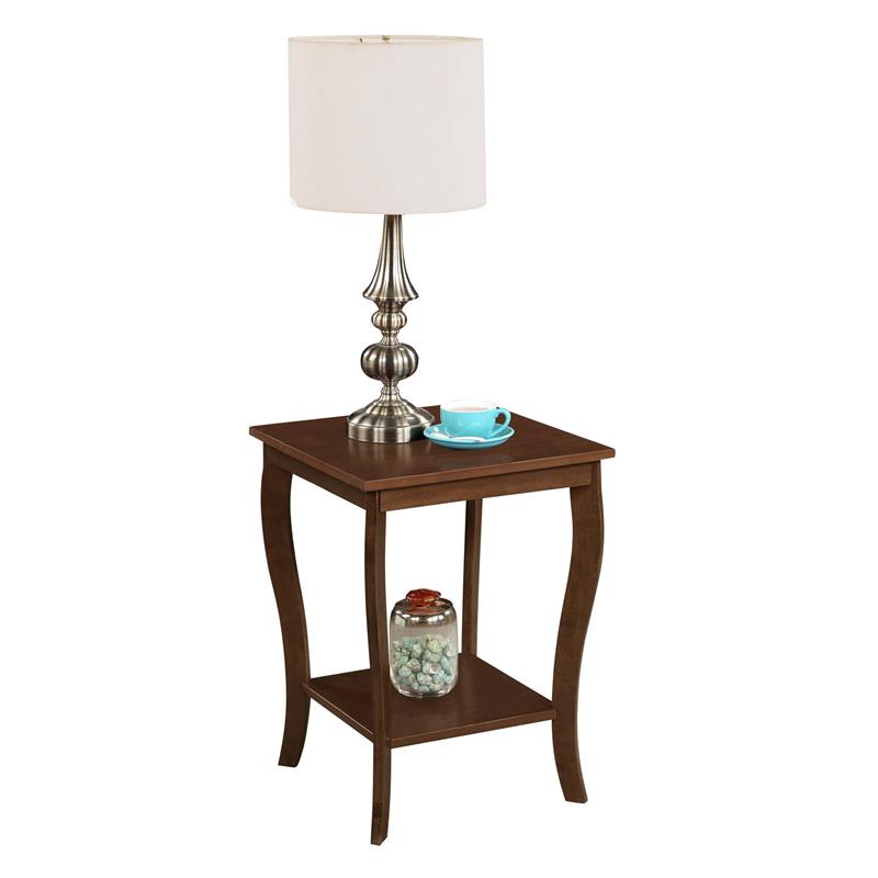Pemberly Row Set of 2 Square End Table and Coffee Table in Espresso Wood