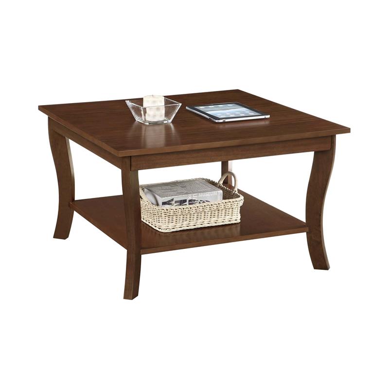 Pemberly Row Set of 2 Square End Table and Coffee Table in Espresso Wood