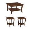 Pemberly Row Set of 3 - 2 Square End Tables and Coffee Table in Espresso Wood