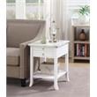 Pemberly Row Traditional End Table in White Wood & Faux Marble Top